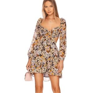 Astr the Label Floral Long Sleeve Mini Dress, size XS
